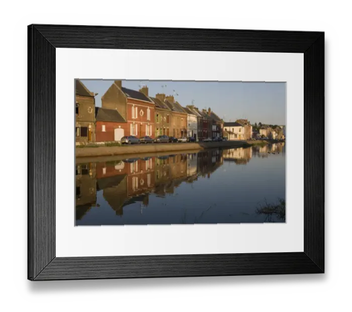 Framed Print : Houses along River Somme flowing through Amiens, Somme, Picardie, France