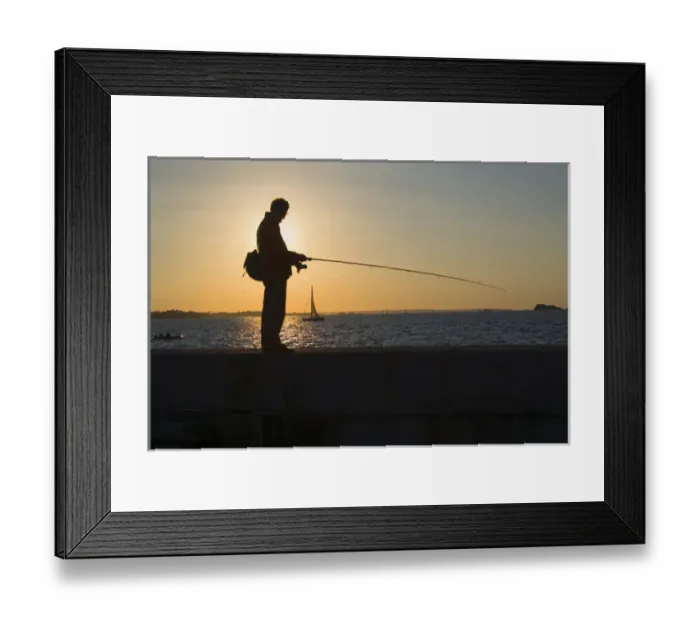 Framed Print : Fisherman on jetty, Saint Malo, Ille et Vilaine, Brittany, France Framed Print : Fisherman on jetty, Saint Malo, Ille et Vilaine, Brittany, France