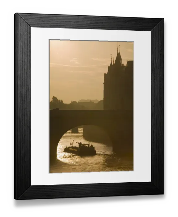 Framed Print : Barge on the Seine, Pont Neuf, Consiergerie, Paris, France Framed Print : Barge on the Seine, Pont Neuf, Consiergerie, Paris, France