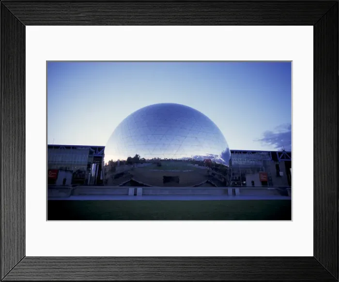 Framed Print : Europe, France, Paris. Parc de la Villette, La Geode, Cite des Sciences et de l Industrie