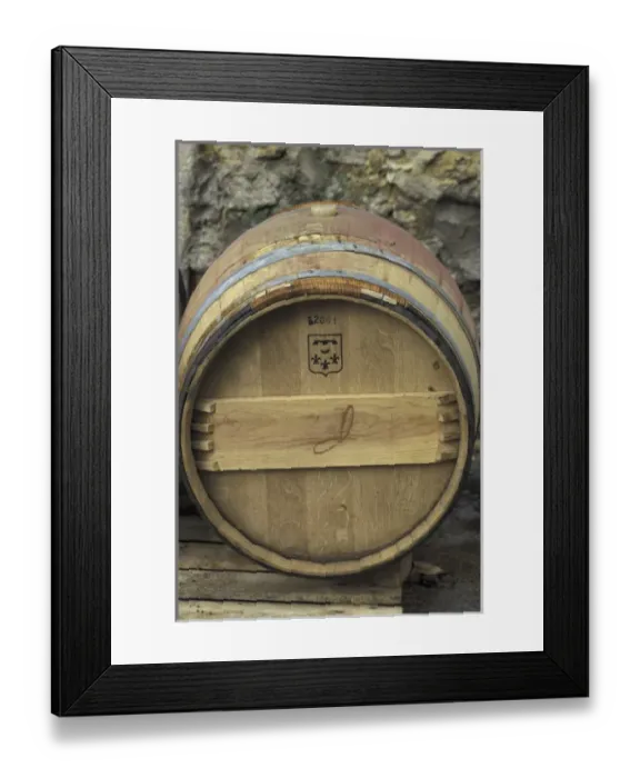 Framed Print : Europe, France, Montpellier. Wine barrel, Chateau De Flaugreues Winery Framed Print : Europe, France, Montpellier. Wine barrel, Chateau De Flaugreues Winery