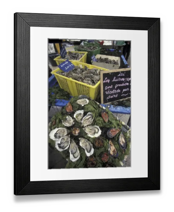 Framed Print : Europe, France, Aix En Provence. Oysters and shellfish in outdoor market Framed Print : Europe, France, Aix En Provence. Oysters and shellfish in outdoor market