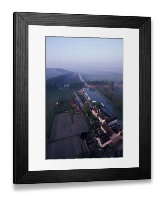 Framed Print : Europe, France, Burgundy, Tanlay. Aerial view of Burgundy Canal from hot air balloon Framed Print : Europe, France, Burgundy, Tanlay. Aerial view of Burgundy Canal from hot air balloon