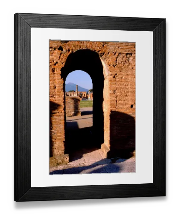 Framed Print : Europe, Italy, Pompeii. Ruins of Pompeii. Mt. Vesuvius in distance Framed Print : Europe, Italy, Pompeii. Ruins of Pompeii. Mt. Vesuvius in distance