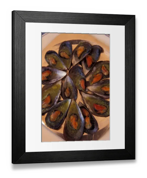 Framed Print : Europe, France, Cassis, black mussels dish Framed Print : Europe, France, Cassis, black mussels dish