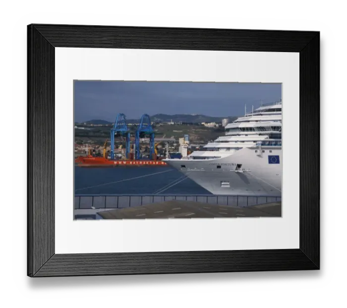Framed Print : Europe, France, Marseilles, cruise ship in La Joliette port Framed Print : Europe, France, Marseilles, cruise ship in La Joliette port