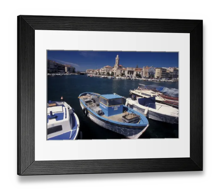 Framed Print : Europe, France, Sete, fishing boats and canals