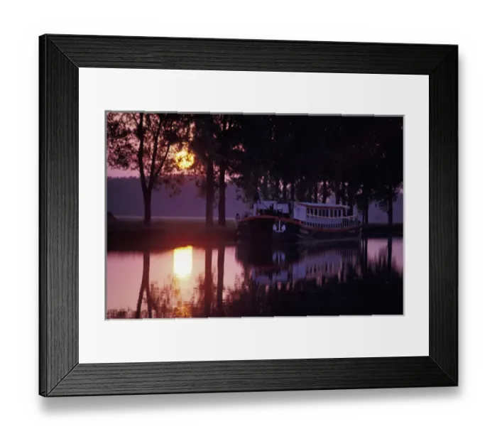 Framed Print : Europe, France, Burgundy, Burgundy Canal. Hotel Barge Framed Print : Europe, France, Burgundy, Burgundy Canal. Hotel Barge