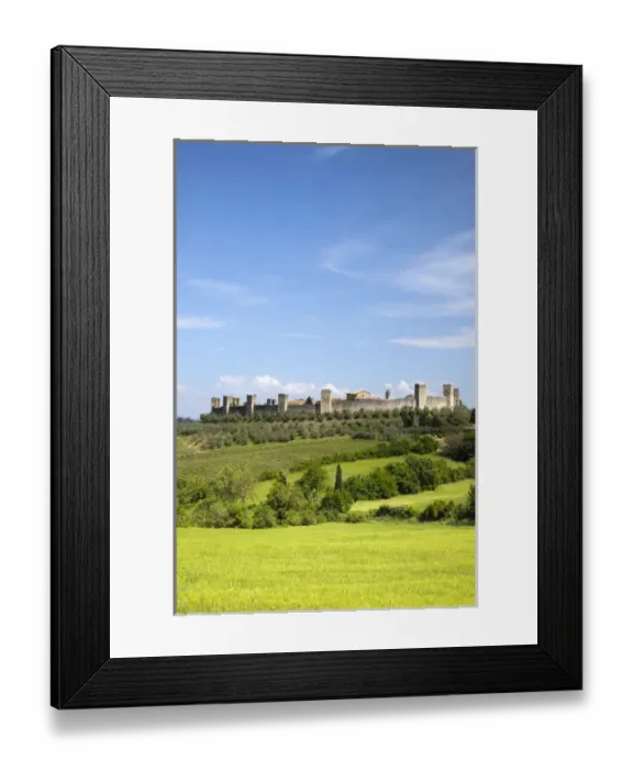 Framed Print : Europe, Italy, Tuscany, Monteriggioni. The hillside town of Monteriggioni
