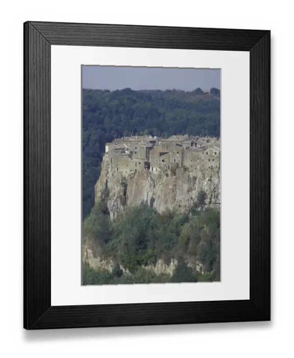 Framed Print : Italy, Lazio, Calcata Hill town and gorge Framed Print : Italy, Lazio, Calcata Hill town and gorge