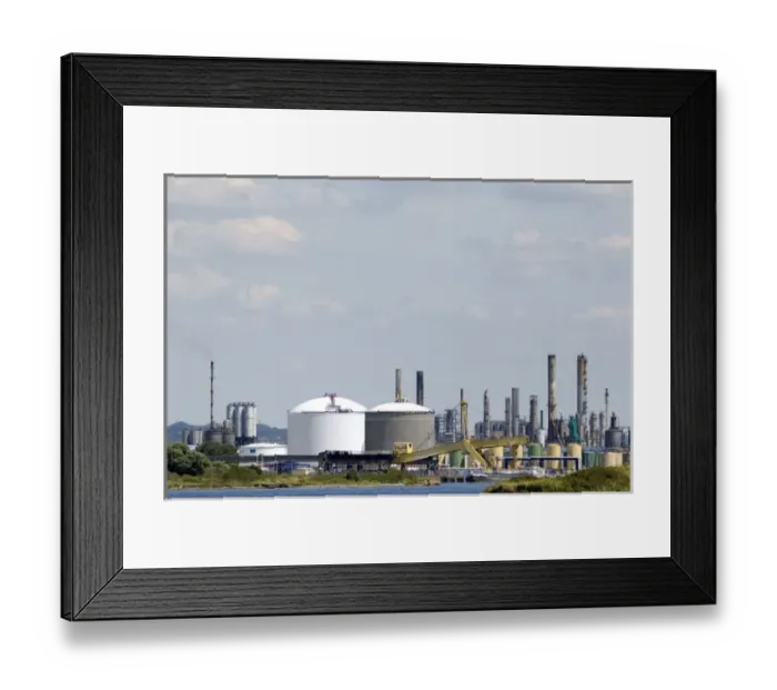 Framed Print : Oil refinery at Le Havre in the department of Seine-Maritime, Normandy, France Framed Print : Oil refinery at Le Havre in the department of Seine-Maritime, Normandy, France