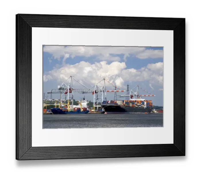 Framed Print : Container ships docked at Le Havre in the department of Seine-Maritime, Normandy, France Framed Print : Container ships docked at Le Havre in the department of Seine-Maritime, Normandy, France