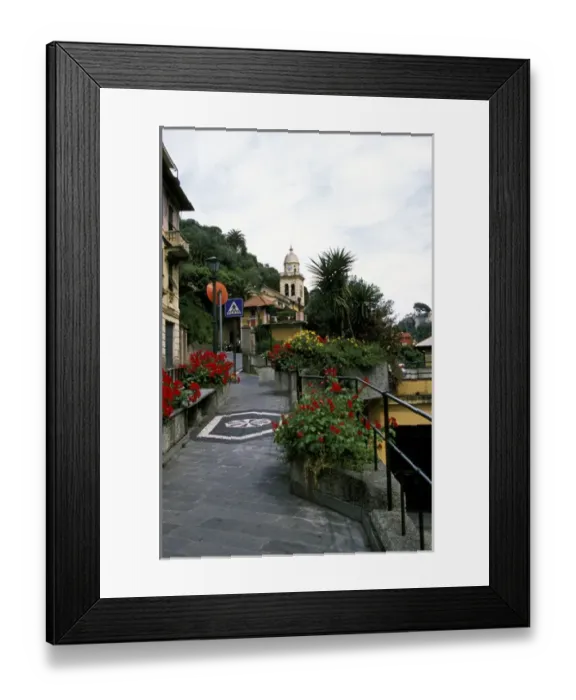 Framed Print : Europe, Italy, Liguria, Portofino. Street Scene