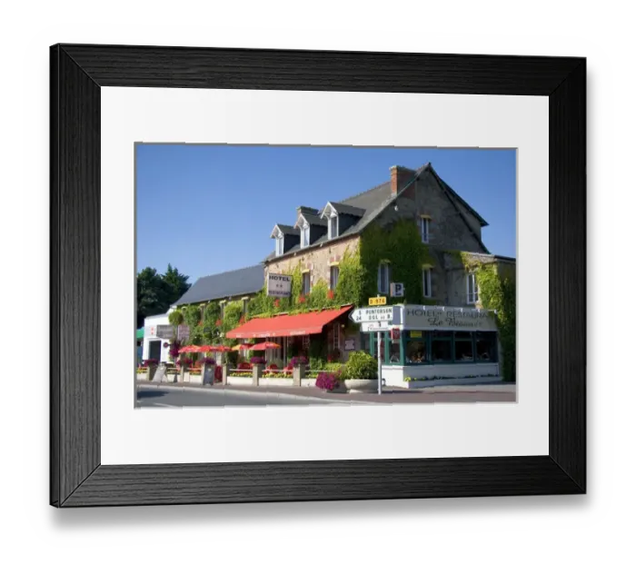 Framed Print : A hotel and restaurant at Beauvoit in the region of Basse-Normandie, France Framed Print : A hotel and restaurant at Beauvoit in the region of Basse-Normandie, France