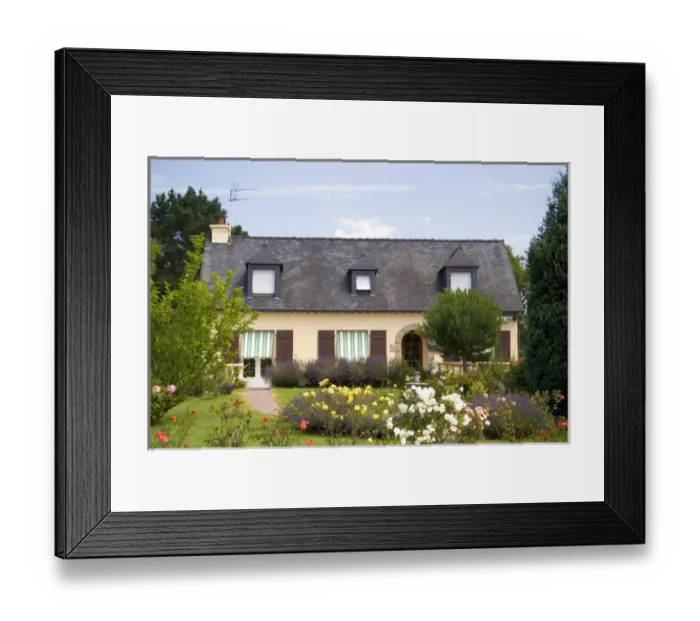 Framed Print : A country house in the department of Ille-et-Vilaine in Brittany, northwestern France