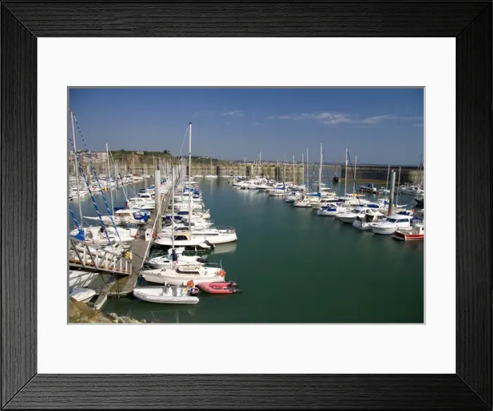 Framed Print : Boats docked at The Harbor of Granville, a coastal commune in the department of Manche