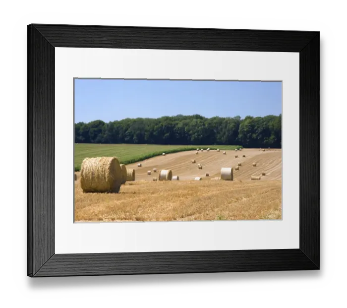Framed Print : Hay bales in the french countryside near Vervins in the region of Picardie, France