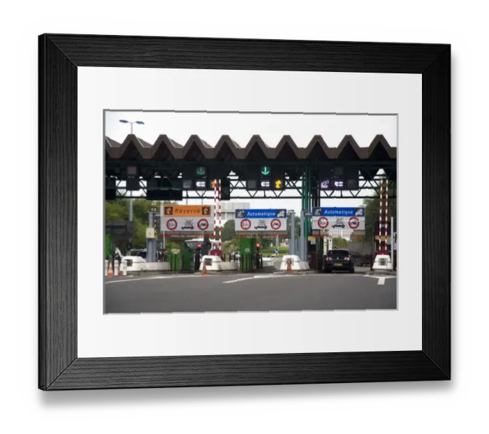 Framed Print : French peage or toll road near the city of Bayonne, Pyrenees Atlantiques, French Basque Country
