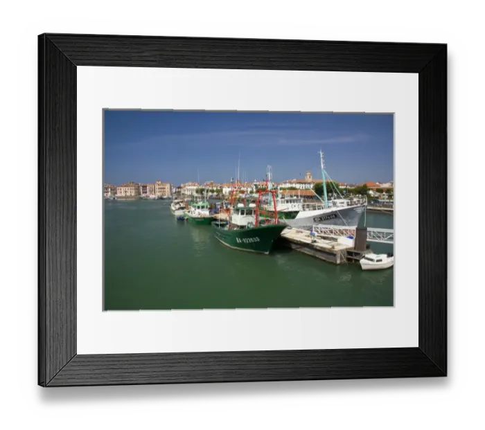 Framed Print : Boats in the harbor at Ciboure, Pyrenees Atlantiques, French Basque Country, Southwest Framed Print : Boats in the harbor at Ciboure, Pyrenees Atlantiques, French Basque Country, Southwest