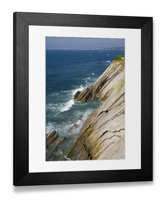 Framed Print : Coastal cliffs and bay at Saint-Jean-de-Luz, Pyrenees Atlantiques, French Basque Country Framed Print : Coastal cliffs and bay at Saint-Jean-de-Luz, Pyrenees Atlantiques, French Basque Country