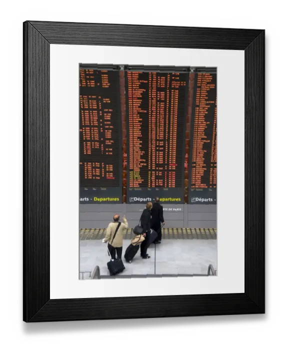 Framed Print : Departure board located in the Paris-Charles de Gaulle Airport, Paris, France Framed Print : Departure board located in the Paris-Charles de Gaulle Airport, Paris, France