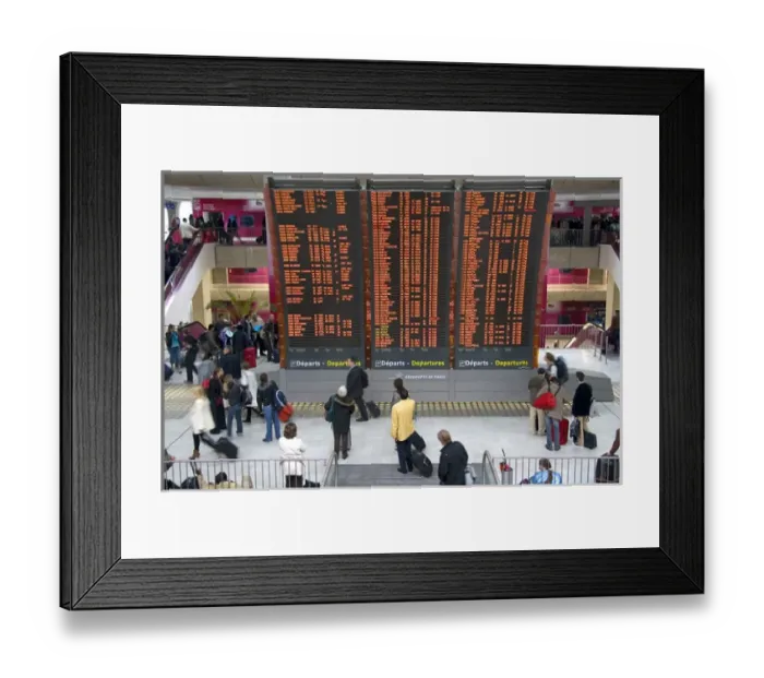 Framed Print : Departure board located in the Paris-Charles de Gaulle Airport, Paris, France Framed Print : Departure board located in the Paris-Charles de Gaulle Airport, Paris, France