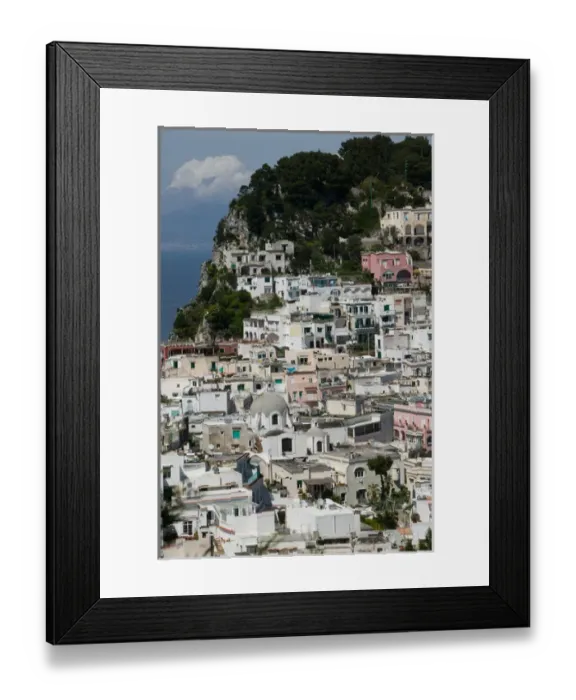 Framed Print : ITALY-Campania-(Bay of Naples)-CAPRI: View of CAPRI from Belvedere Cannone / Daytime Framed Print : ITALY-Campania-(Bay of Naples)-CAPRI: View of CAPRI from Belvedere Cannone / Daytime
