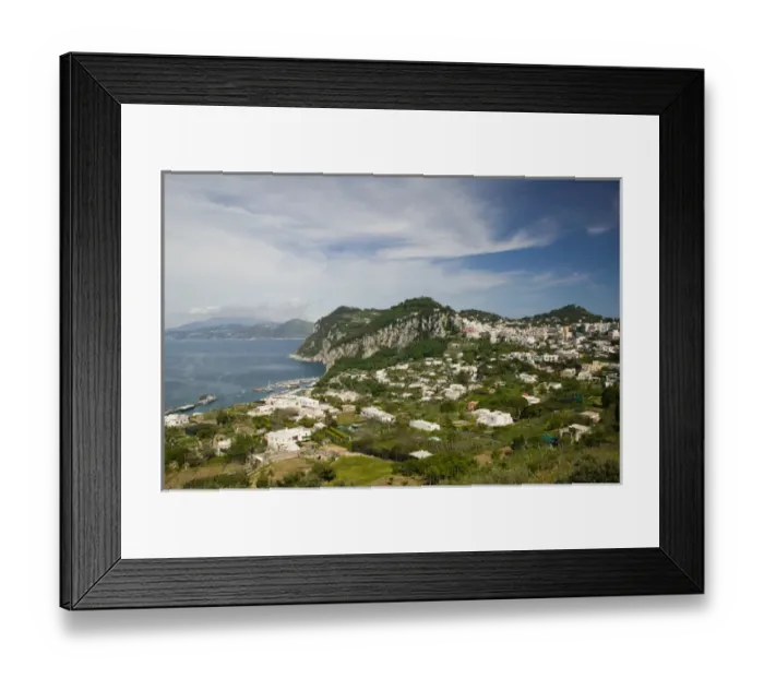 Framed Print : ITALY-Campania-(Bay of Naples)-CAPRI: View of CAPRI town from ANACAPRI