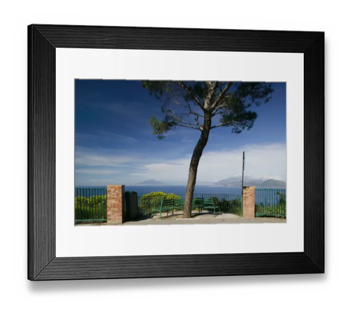Framed Print : ITALY-Campania-(Bay of Naples)-CAPRI-ANACAPRI: View of Bay of Naples & Mount Vesuvius