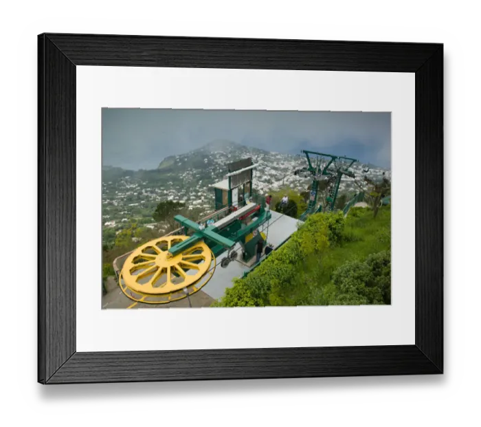 Framed Print : ITALY-Campania-(Bay of Naples)-CAPRI-ANACAPRI: Cablecar to Monte Solaro (el. 589 meters) Framed Print : ITALY-Campania-(Bay of Naples)-CAPRI-ANACAPRI: Cablecar to Monte Solaro (el. 589 meters)