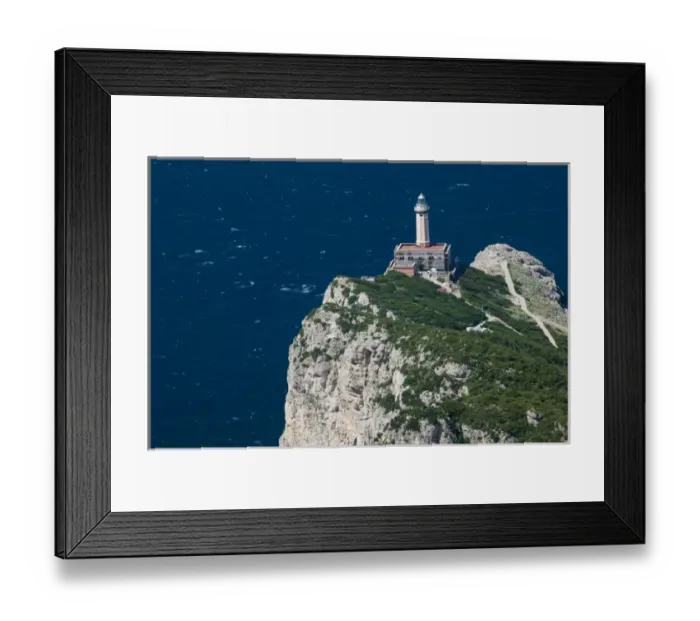 Framed Print : ITALY-Campania-(Bay of Naples)-CAPRI-ANACAPRI: Lighthouse at Punta Carena from Belvedere Framed Print : ITALY-Campania-(Bay of Naples)-CAPRI-ANACAPRI: Lighthouse at Punta Carena from Belvedere