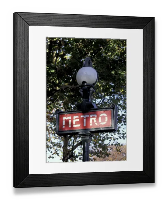 Framed Print : FRANCE, Paris Metro Sign at Trocadero