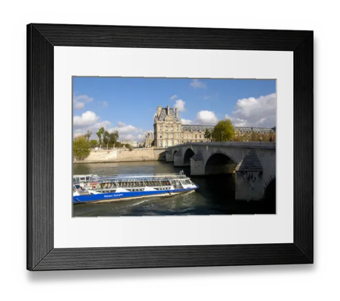 Framed Print : 03. France, Paris, sightseeing river cruise in front of Louvre Museum Framed Print : 03. France, Paris, sightseeing river cruise in front of Louvre Museum