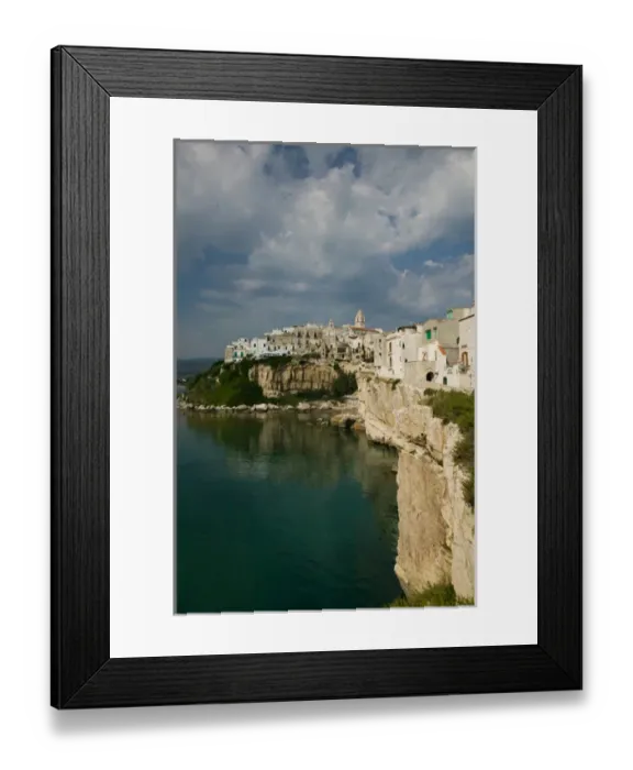 Framed Print : Italy, Puglia, Promontorio del Gargano, Vieste, Town View from Punta San Francesco