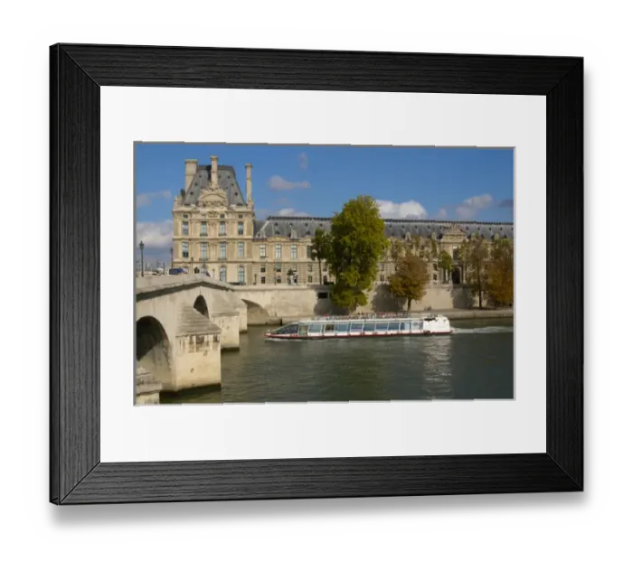 Framed Print : 03. France, Paris, sightseeing river cruise in front of Louvre Museum