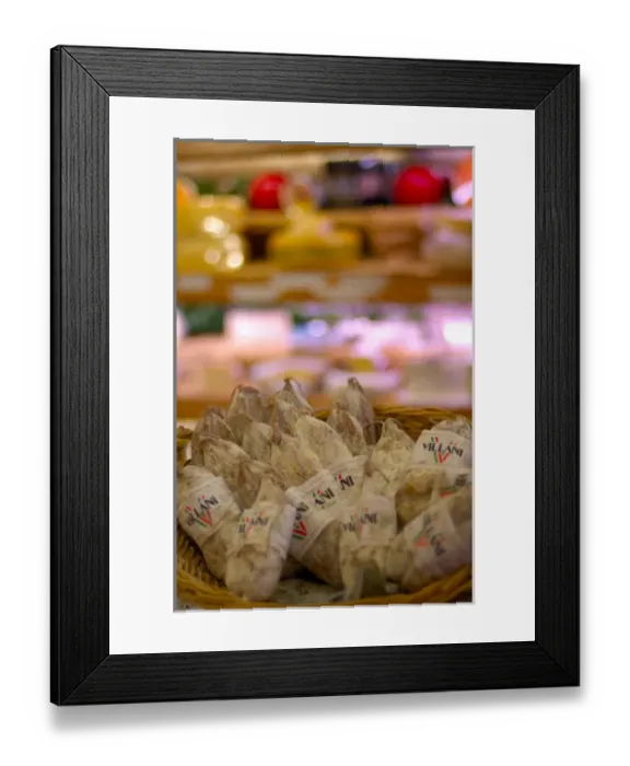 Framed Print : 03. France, Paris, sausage for sale in cheese shop