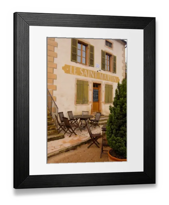 Framed Print : 03. France, Burgundy, Chapaize, Le Saint Martin restaurant with outdoor tables Framed Print : 03. France, Burgundy, Chapaize, Le Saint Martin restaurant with outdoor tables