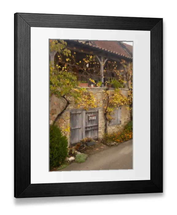 Framed Print : 03. France, Burgundy, Chapaize, wheelbarrow in front of private home