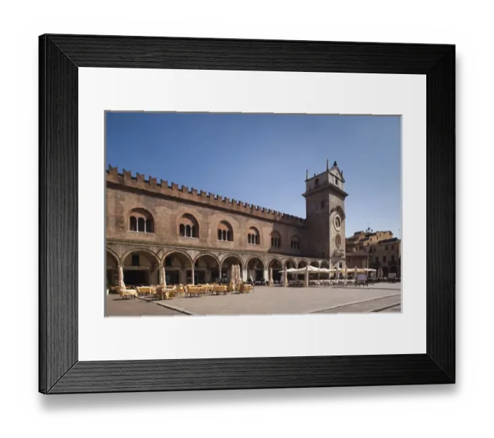 Framed Print : ITALY, Mantua Province, Mantua. Palazzo Broletto and clocktower