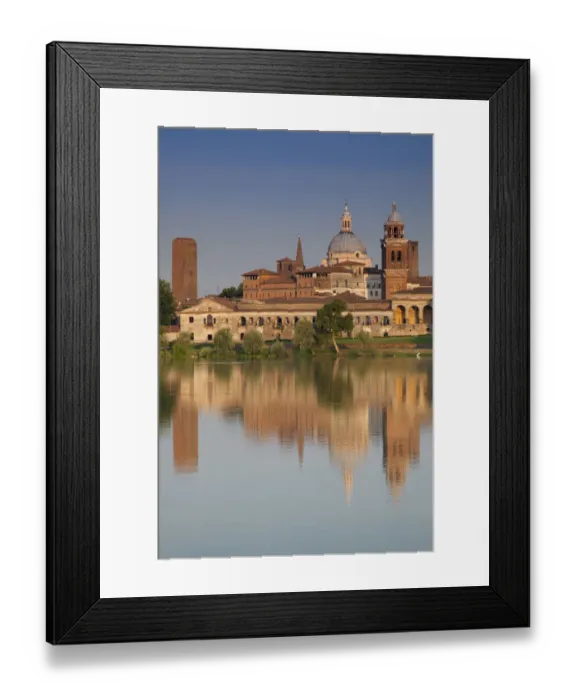 Framed Print : ITALY, Mantua Province, Mantua. Town view and Palazzo Ducale from Lago Inferiore, dawn Framed Print : ITALY, Mantua Province, Mantua. Town view and Palazzo Ducale from Lago Inferiore, dawn