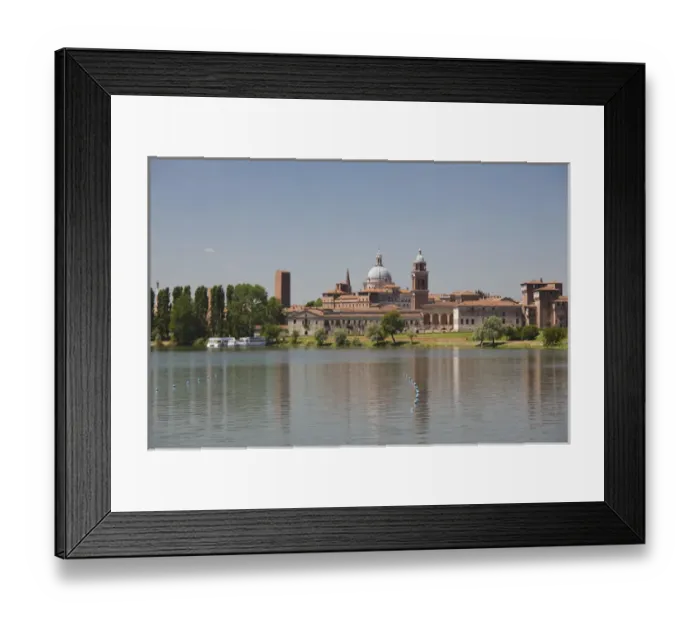 Framed Print : ITALY, Mantua Province, Mantua. Town view and Palazzo Ducale from Lago Inferiore, daytime Framed Print : ITALY, Mantua Province, Mantua. Town view and Palazzo Ducale from Lago Inferiore, daytime
