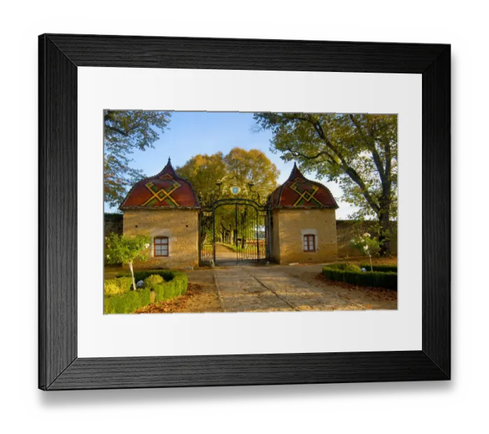 Framed Print : 03. France, Burgundy, Maconnais region, Chateau de Pierreclos, gated entrance Framed Print : 03. France, Burgundy, Maconnais region, Chateau de Pierreclos, gated entrance