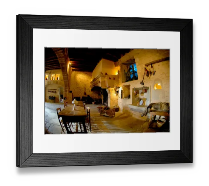 Framed Print : 03. France, Burgundy, Maconnais region, Chateau de Pierreclos, Medieval kitchen Framed Print : 03. France, Burgundy, Maconnais region, Chateau de Pierreclos, Medieval kitchen