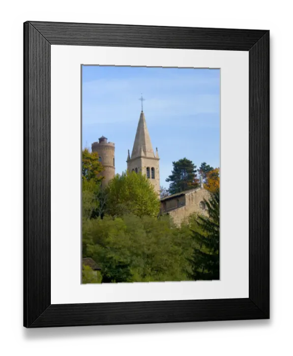 Framed Print : France, Saone River, church near Macon Framed Print : France, Saone River, church near Macon