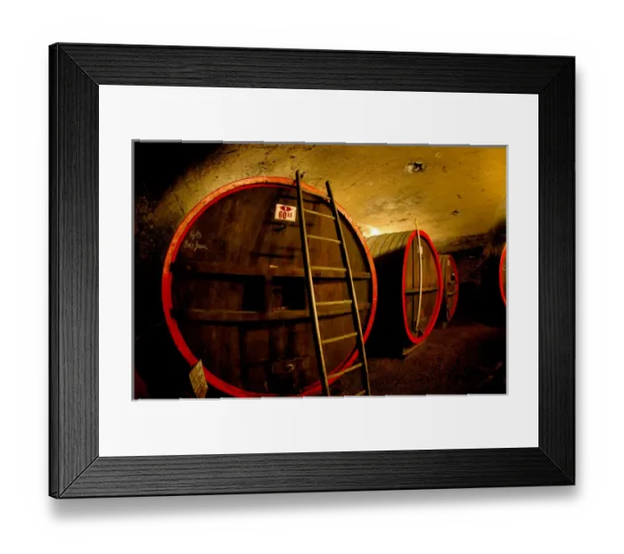 Framed Print : 03. France, Burgundy, Denice, Chateau de Cercy, wine barrels in cellar Framed Print : 03. France, Burgundy, Denice, Chateau de Cercy, wine barrels in cellar