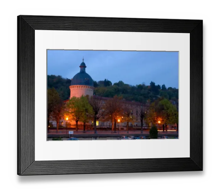 Framed Print : 03. France, the waterfront in Trevoux at dusk (Editorial Usage Only) Framed Print : 03. France, the waterfront in Trevoux at dusk (Editorial Usage Only)