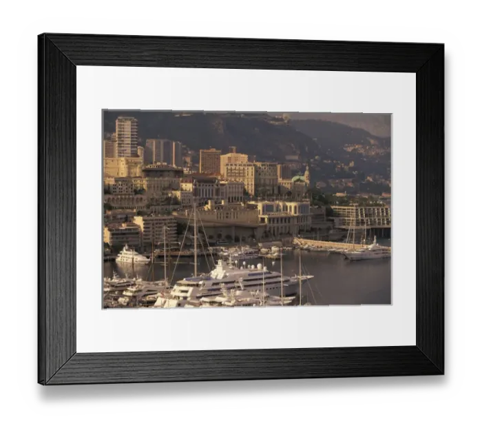 Framed Print : Europe, Monaco. View of port looking towards Monte Carlo