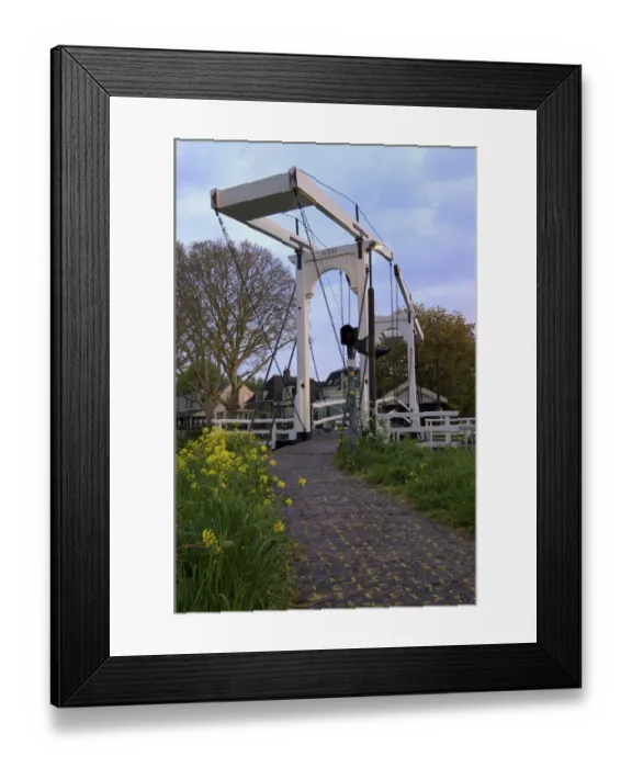 Framed Print : Europe, Netherlands, Holland, Schroonhoven, Small draw bridge over a canal in contryside Framed Print : Europe, Netherlands, Holland, Schroonhoven, Small draw bridge over a canal in contryside