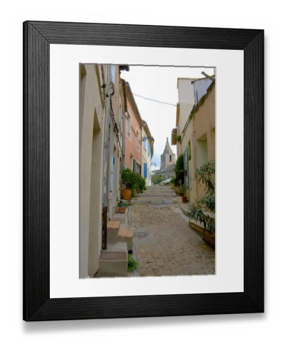 Framed Print : 03. France, Arles, Provence, narrow cobble stone street