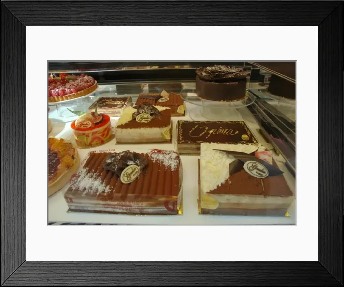 Framed Print : 03. France, Paris, desserts in patisserie display window
